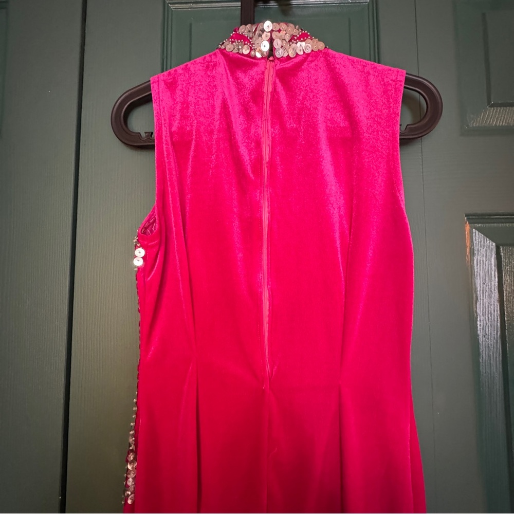 Fuchsia Sequin Embellished Maxi Dress - Picture 3 of 5